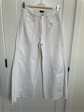 ME+EM White Wide-Leg Jeans with Front Seam